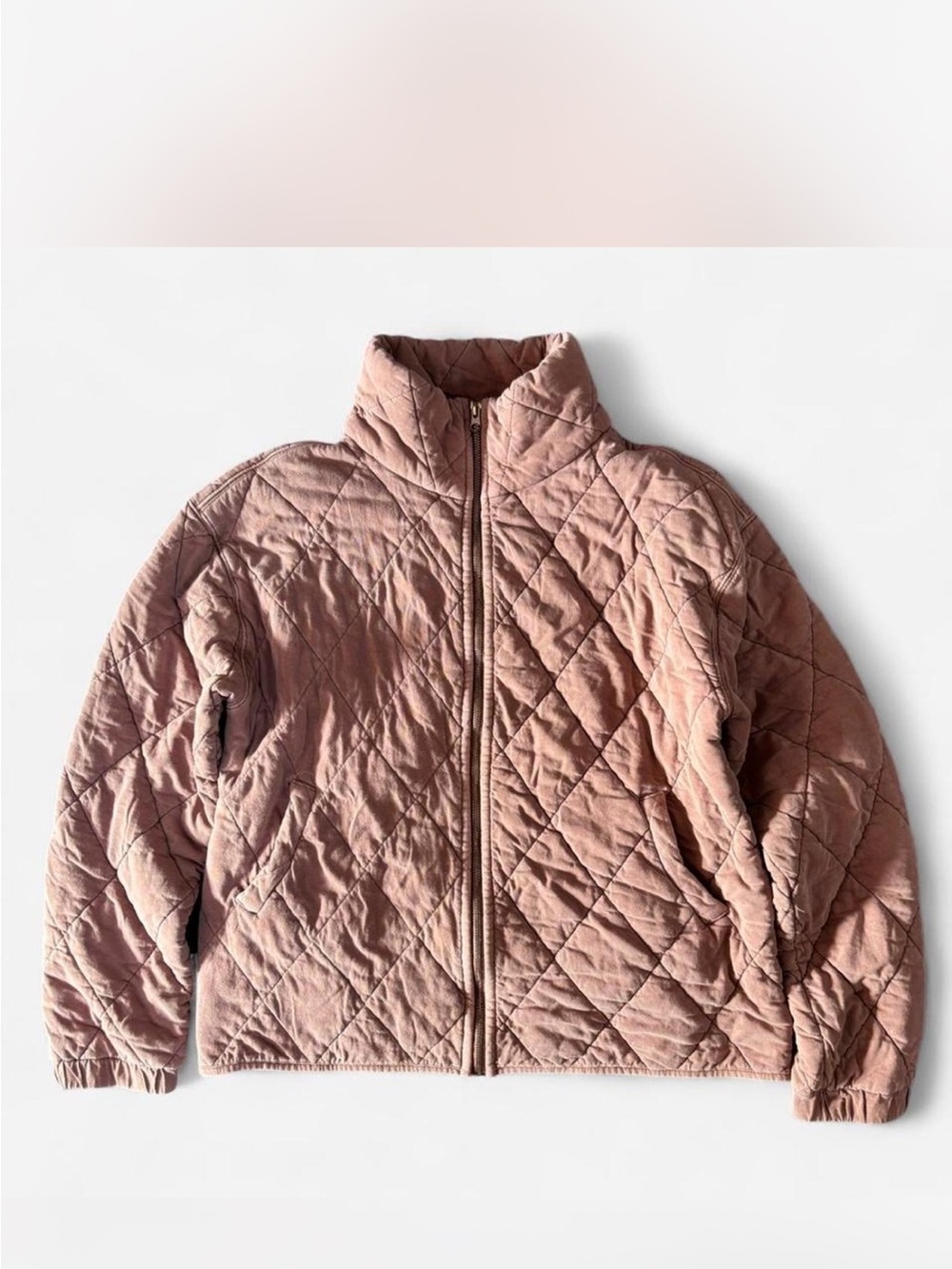 Quilted Zip-Up Jacket in Dusty Rose